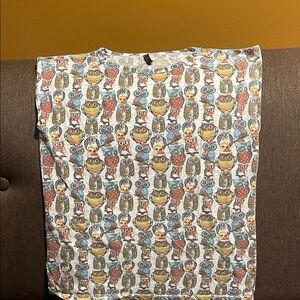 Owl Print Short Sleeve Tee - White Multi